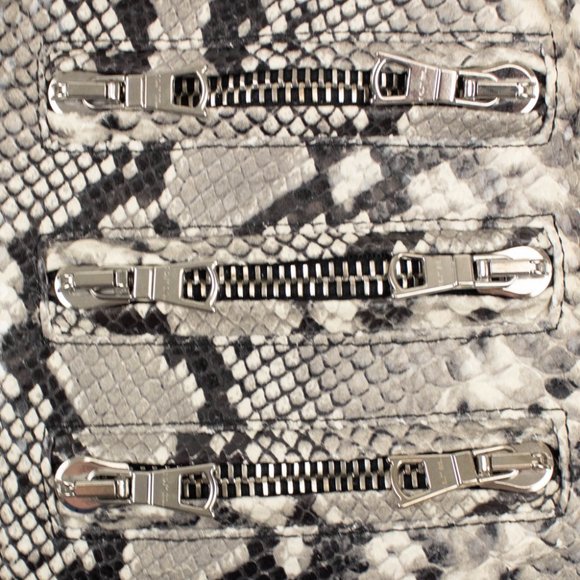 UNRAVEL PROJECT Gray Leather Snakeskin Print Mini Skirt Size 4/40 $1820 - Picture 2 of 4